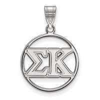 Sterling Silver Rhodium-plated LogoArt Sigma Kappa Sorority Greek Letters Medium Circle Pendant view 1