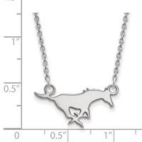 Sterling Silver Rhodium-plated LogoArt Southern Methodist University Mustang Small Pendant Necklace, 18" view 2