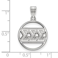 Sterling Silver Rhodium-plated LogoArt Sigma Sigma Sigma Sorority Greek Letters Medium Circle Pendant view 2