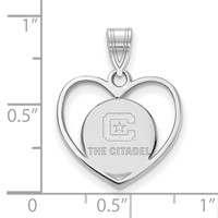 Sterling Silver Rh-plated LogoArt the Citadel Pendant in Heart view 2