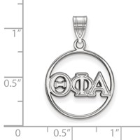 Sterling Silver Rhodium-plated LogoArt Theta Phi Alpha Sorority Greek Letters Medium Circle Pendant view 2