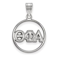 Sterling Silver Rhodium-plated LogoArt Theta Phi Alpha Sorority Greek Letters Medium Circle Pendant view 1