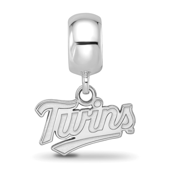 Sterling Silver Rhodium Plated Major League Baseball LogoArt Minnesota Twins T-C Dangle Bead
