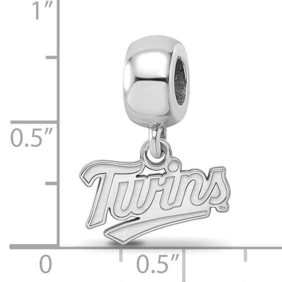 Sterling Silver Rhodium Plated Major League Baseball LogoArt Minnesota Twins T-C Dangle Bead