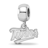 Sterling Silver Rhodium Plated Major League Baseball LogoArt Minnesota Twins T-c Dangle Bead view 1
