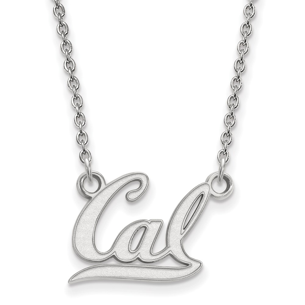 Sterling Silver Rhodium-plated LogoArt University of California Berkeley Small Pendant Necklace, 18"
