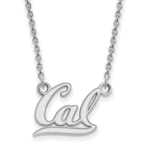 Sterling Silver Rhodium-plated LogoArt University of California Berkeley Small Pendant Necklace, 18"
