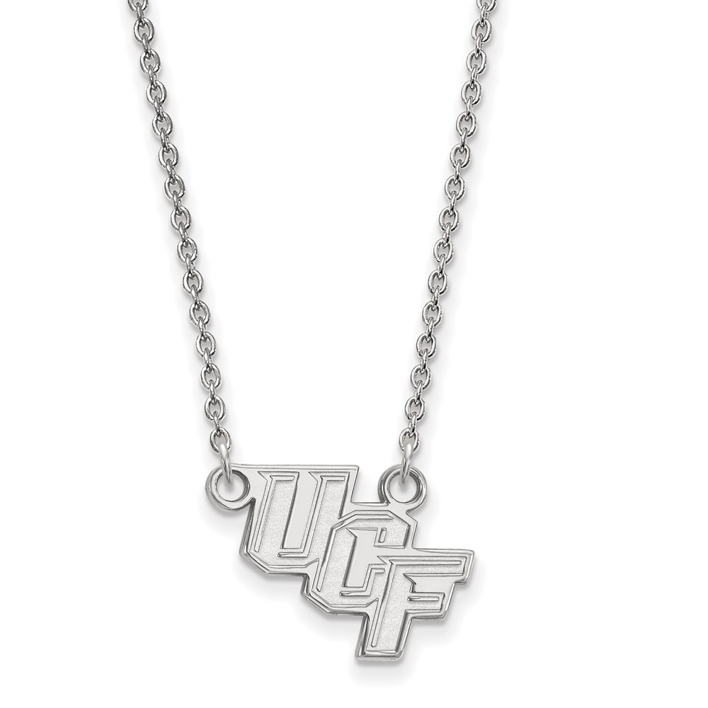 Sterling Silver Rhodium-plated LogoArt University of Central Florida U-c-f Small Pendant Necklace, 18"