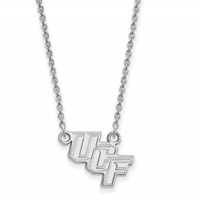 Sterling Silver Rhodium-plated LogoArt University of Central Florida U-c-f Small Pendant Necklace, 18" view 1