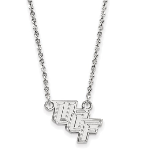 Sterling Silver Rhodium-plated LogoArt University of Central Florida U-c-f Small Pendant Necklace, 18"