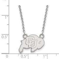 Sterling Silver Rhodium-plated LogoArt University of Colorado Buffalo Small Pendant Necklace, 18" view 2