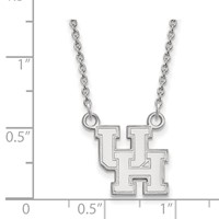 Sterling Silver Rhodium-plated LogoArt University of Houston U-h Small Pendant Necklace, 18" view 2