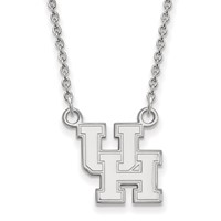 Sterling Silver Rhodium-plated LogoArt University of Houston U-h Small Pendant Necklace, 18" view 1