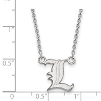 Sterling Silver Rhodium-plated LogoArt University of Louisville Letter L Small Pendant Necklace, 18" view 2