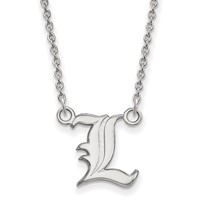 Sterling Silver Rhodium-plated LogoArt University of Louisville Letter L Small Pendant Necklace, 18" view 1