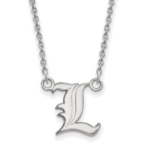 Sterling Silver Rhodium-plated LogoArt University of Louisville Letter L Small Pendant Necklace, 18"