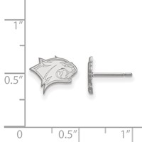 Sterling Silver Rhodium-plated LogoArt University of New Hampshire Wildcat Extra Small Post Earrings view 2