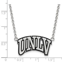 Sterling Silver Rhodium-plated LogoArt University of Nevada-Las Vegas U-n-l-v Large Enameled Pendant Necklace, 18" view 2
