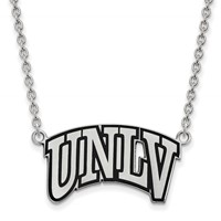 Sterling Silver Rhodium-plated LogoArt University of Nevada-Las Vegas U-n-l-v Large Enameled Pendant Necklace, 18" view 1
