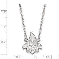 Sterling Silver Rhodium-plated LogoArt University of New Orleans U-n-o Large Pendant Necklace, 18" view 2