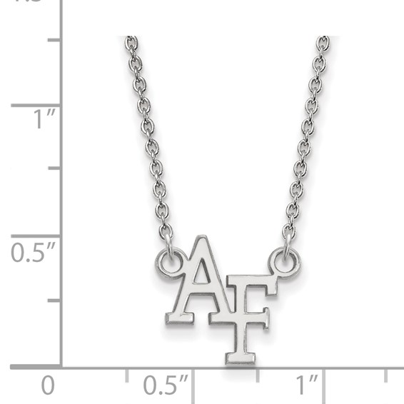 Sterling Silver Rhodium-plated LogoArt United States Air Force Academy A-F Small Pendant 18 inch Necklace
