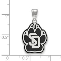 Sterling Silver Rhodium-plated LogoArt University of South Dakota Large Enameled Pendant view 2