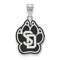 Sterling Silver Rhodium-plated LogoArt University of South Dakota Large Enameled Pendant view 1
