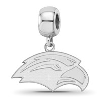 Sterling Silver Rhodium-plated LogoArt University of Southern Mississippi Eagle Small Dangle Bead Charm view 1