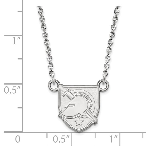 Sterling Silver Rhodium-plated LogoArt U.S. Military Academy Letter A Small Pendant 18 inch Necklace