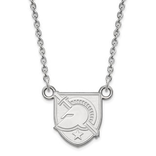 10k White Gold LogoArt U.S. Military Academy Letter A Small Pendant 18 inch Necklace