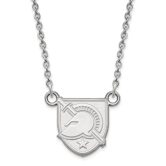 Sterling Silver Rhodium-plated LogoArt U.S. Military Academy Letter A Small Pendant 18 inch Necklace