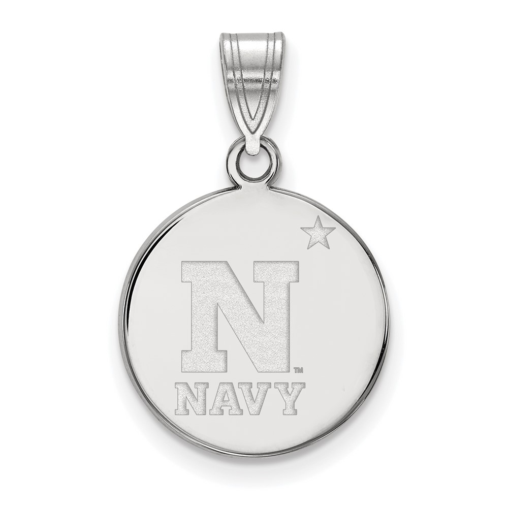 Sterling Silver Rhodium-plated LogoArt US Naval Academy Medium Disc Pendant