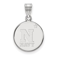 Sterling Silver Rhodium-plated LogoArt US Naval Academy Medium Disc Pendant view 1