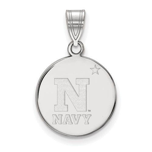 Sterling Silver Rhodium-plated LogoArt US Naval Academy Medium Disc Pendant