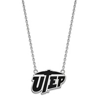 Sterling Silver Rhodium-plated LogoArt University of Texas At El Paso Large Enameled Pendant Necklace, 18" view 2