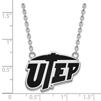 Sterling Silver Rhodium-plated LogoArt University of Texas At El Paso Large Enameled Pendant Necklace, 18" view 4