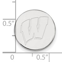 Sterling Silver Rhodium-plated LogoArt University of Wisconsin Letter W Lapel Pin view 3