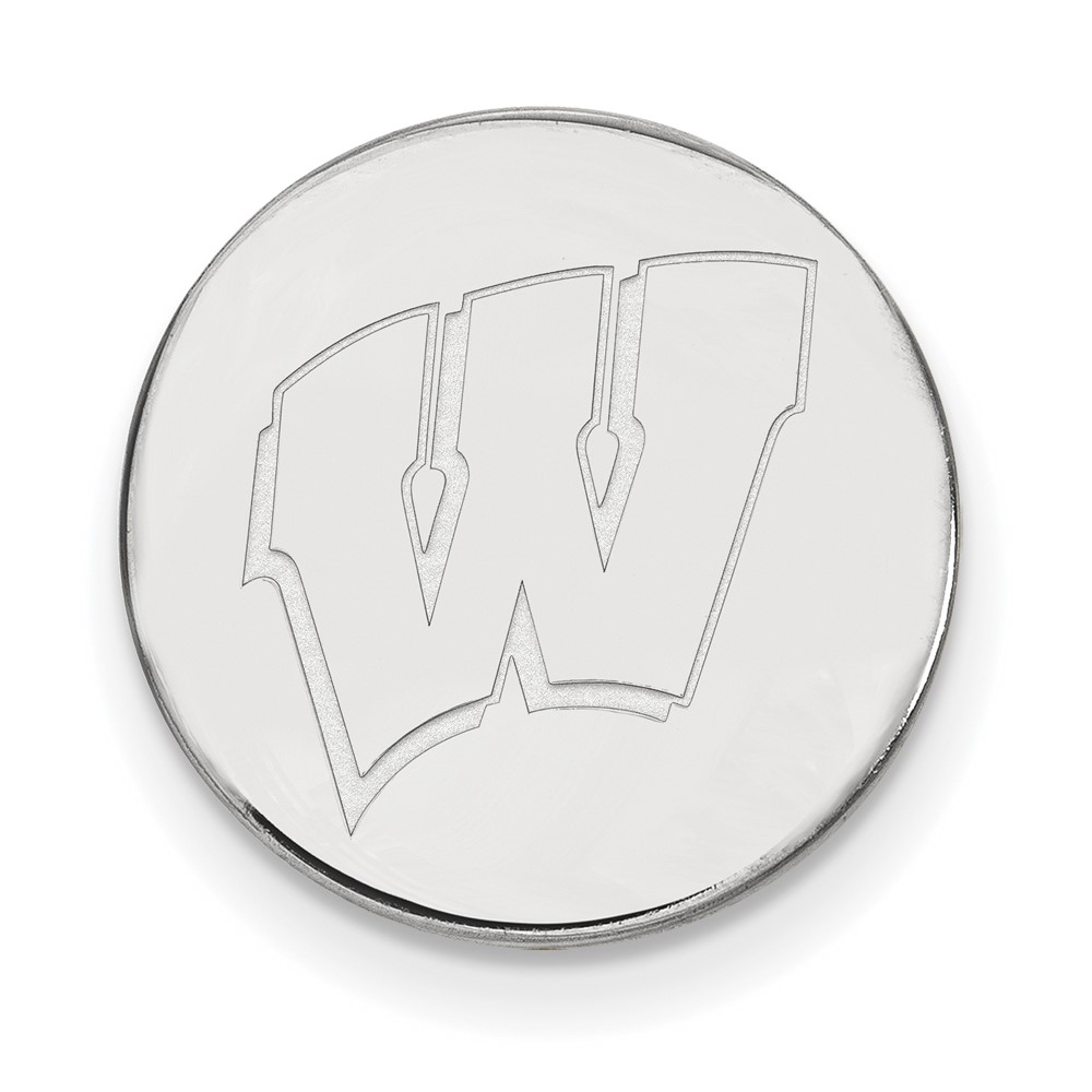 Sterling Silver Rhodium-plated LogoArt University of Wisconsin Letter W Lapel Pin