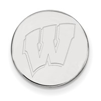 Sterling Silver Rhodium-plated LogoArt University of Wisconsin Letter W Lapel Pin view 1