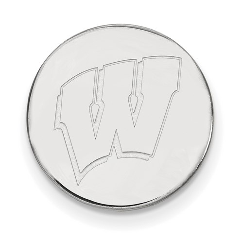 Sterling Silver Rhodium-plated LogoArt University of Wisconsin Letter W Lapel Pin