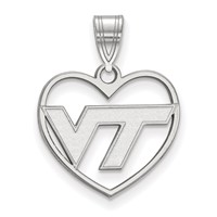 Sterling Silver Rhodium-plated LogoArt Virginia Tech V-t Heart Pendant view 1
