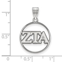 Sterling Silver Rhodium-plated LogoArt Zeta Tau Alpha Sorority Greek Letters Medium Circle Pendant view 2