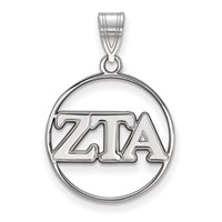 Sterling Silver Rhodium-plated LogoArt Zeta Tau Alpha Sorority Greek Letters Medium Circle Pendant view 1
