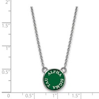 Sterling Silver Rhodium-plated LogoArt Alpha Sigma Tau Extra Sorority Text Small Color Enamel Pendant Necklace, 18" view 2