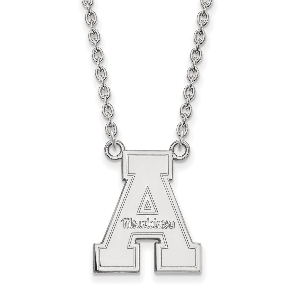 Sterling Silver Rhodium-plated LogoArt Appalachian State University Large Pendant Necklace, 18"