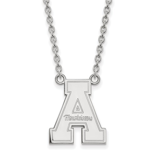 Sterling Silver Rhodium-plated LogoArt Appalachian State University Large Pendant Necklace, 18"