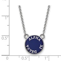 Sterling Silver Rhodium-plated LogoArt Alpha Xi Delta Sorority Text Small Color Enamel Pendant Necklace, 18" view 2