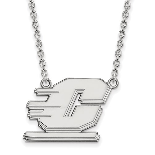 Sterling Silver Rhodium-plated LogoArt Central Michigan University Letter C Large Pendant Necklace, 18"