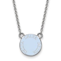 Sterling Silver Rhodium-plated LogoArt Delta Delta Delta Sorority Text Small Color Enamel Pendant Necklace, 18" view 1