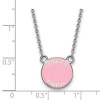 Sterling Silver Rhodium-plated LogoArt Delta Gamma Sorority Text Small Color Enamel Pendant Necklace, 18" view 2